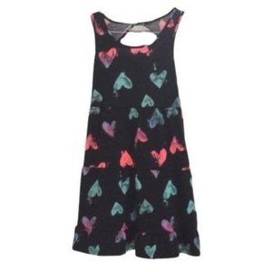 Black Dress w/ teal & pink hearts (Girls size 10)